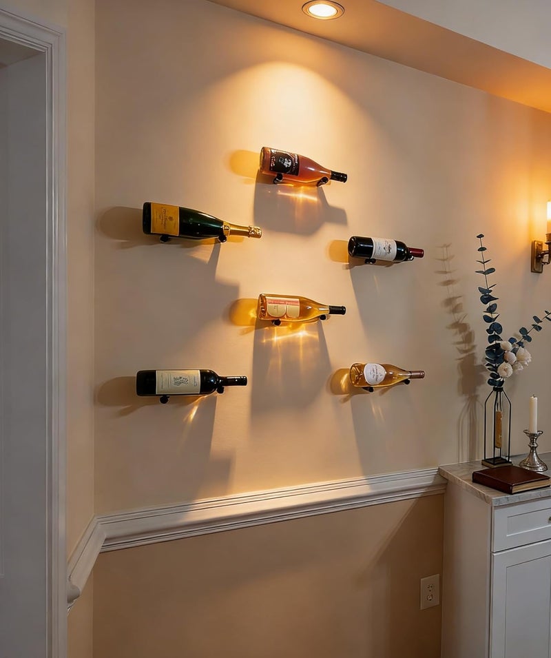 GeLive Wine Pegs Wall Mounted Vino Pins for Wine Bottles Holder Display on Wood Surface Concrete Wall Stylish Wine Rack Modern Wall Wine Storage Aluminum Alloy Black, Set of 6 - Image 5